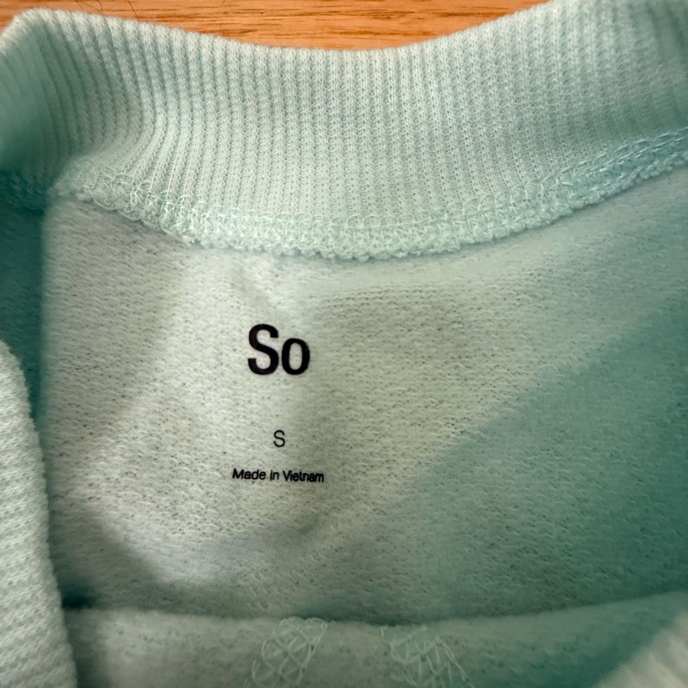 SO Women’s Soft Aqua Crewneck Sweater - Picture 2 of 3